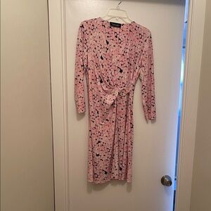 Chic Long Sleeve Pink Patterned Dress